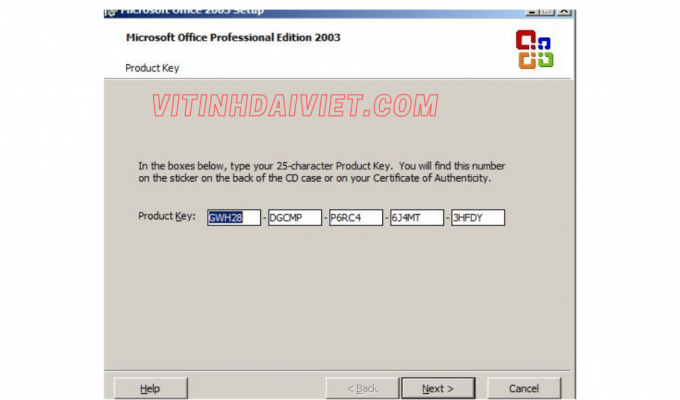 Hướng dẫn cài đặt office 2003 Full key