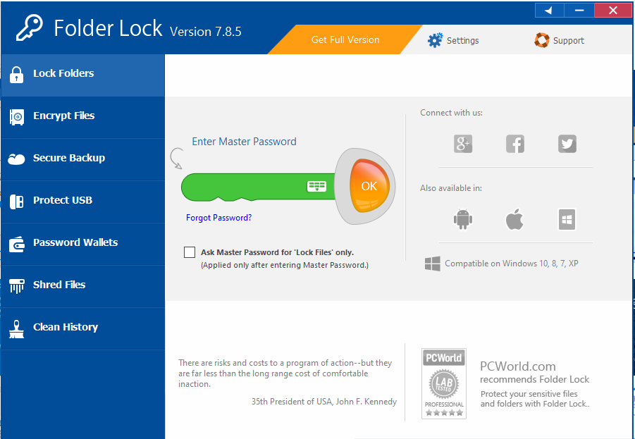 Phần mềm khoá ẩn thư mục – Folder Lock v7.8.5