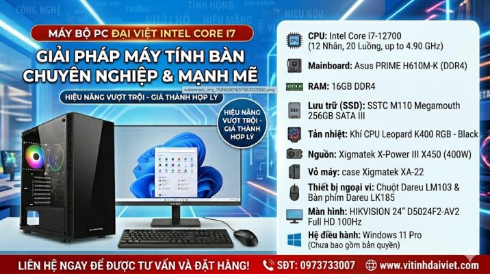 PC ĐẠI VIỆT INTEL CORE I7-12700-16-256G